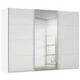 SCHWEBETÜRENSCHRANK 301/236/68 cm 3-türig Weiß Hochglanz, Weiß  - Weiß Hochglanz/Alufarben, Basics, Glas/Holzwerkstoff (301/236/68cm) - Novel