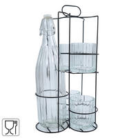 SET ČAŠA    - prozirna, Osnovno, staklo/metal (18/18/36cm)