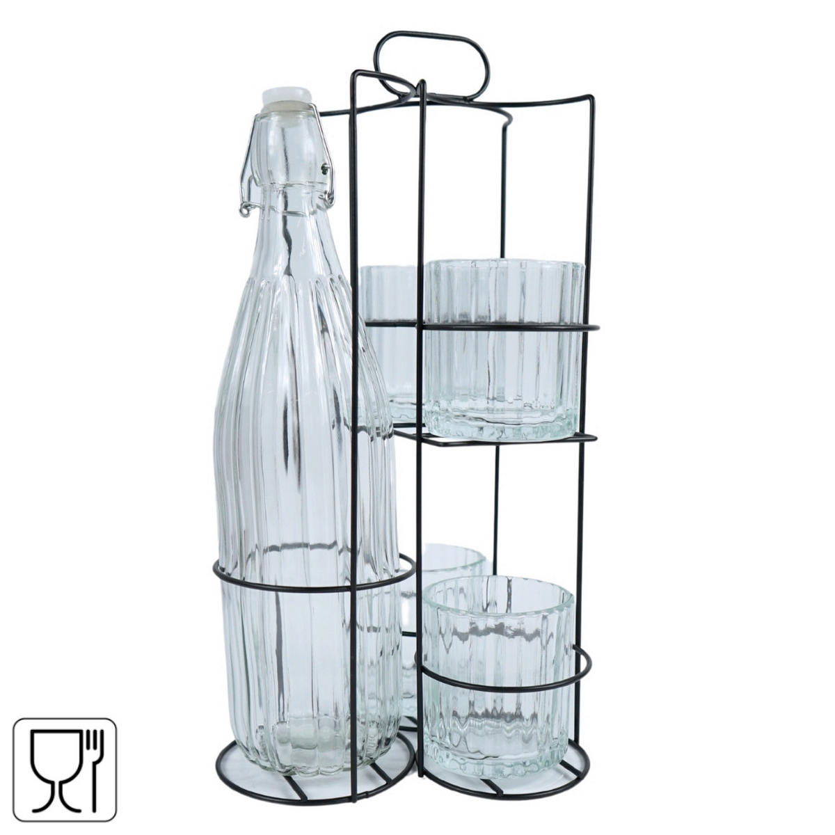 SET ČAŠA    - prozirna, Osnovno, staklo/metal (18/18/36cm)