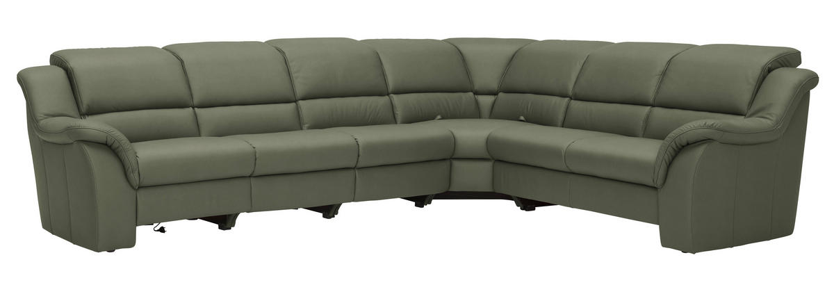 ECKSOFA  in Echtleder Schilfgrün  324/260 cm  - Schilfgrün/Chromfarben, KONVENTIONELL, Leder/Kunststoff (324/260cm) - Cantus