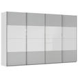 SCHWEBETÜRENSCHRANK  in Weiß, Seidengrau  - Chromfarben/Seidengrau, KONVENTIONELL, Glas/Holzwerkstoff (361/235/68cm) - Novel