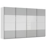 SCHWEBETÜRENSCHRANK  in Weiß, Seidengrau  - Chromfarben/Seidengrau, KONVENTIONELL, Glas/Holzwerkstoff (361/223/68cm) - Novel