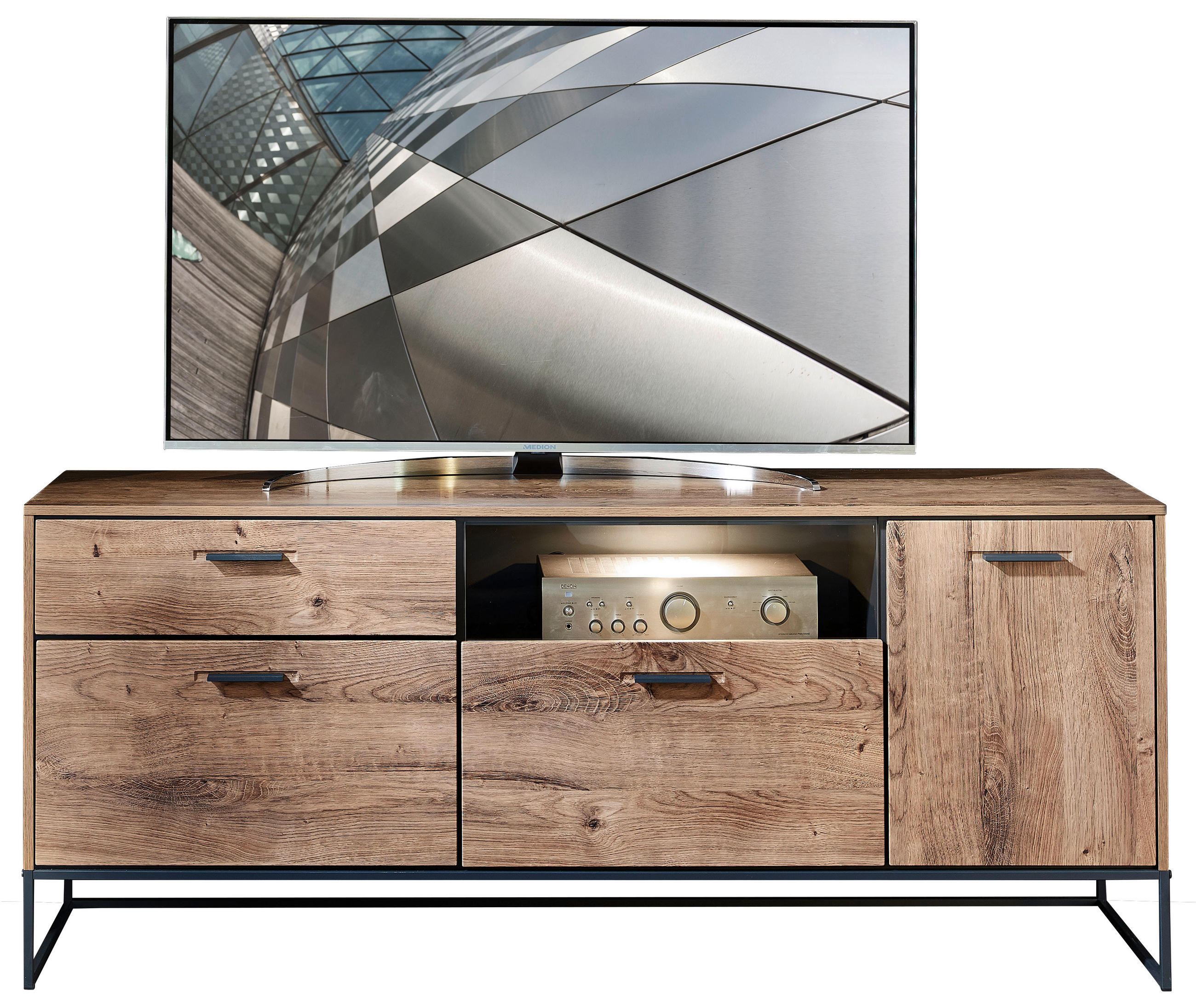 Livetastic Sideboard Graphit, Eiche 175x75x48 cm