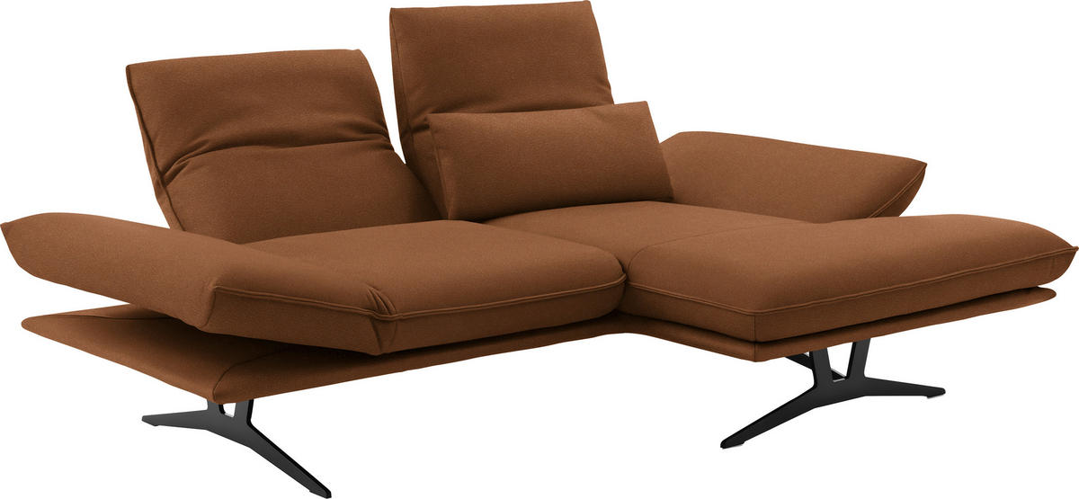ECKSOFA in Echtleder Hellbraun  - Hellbraun/Schwarz, Design, Leder/Metall (210/130cm) - Dieter Knoll