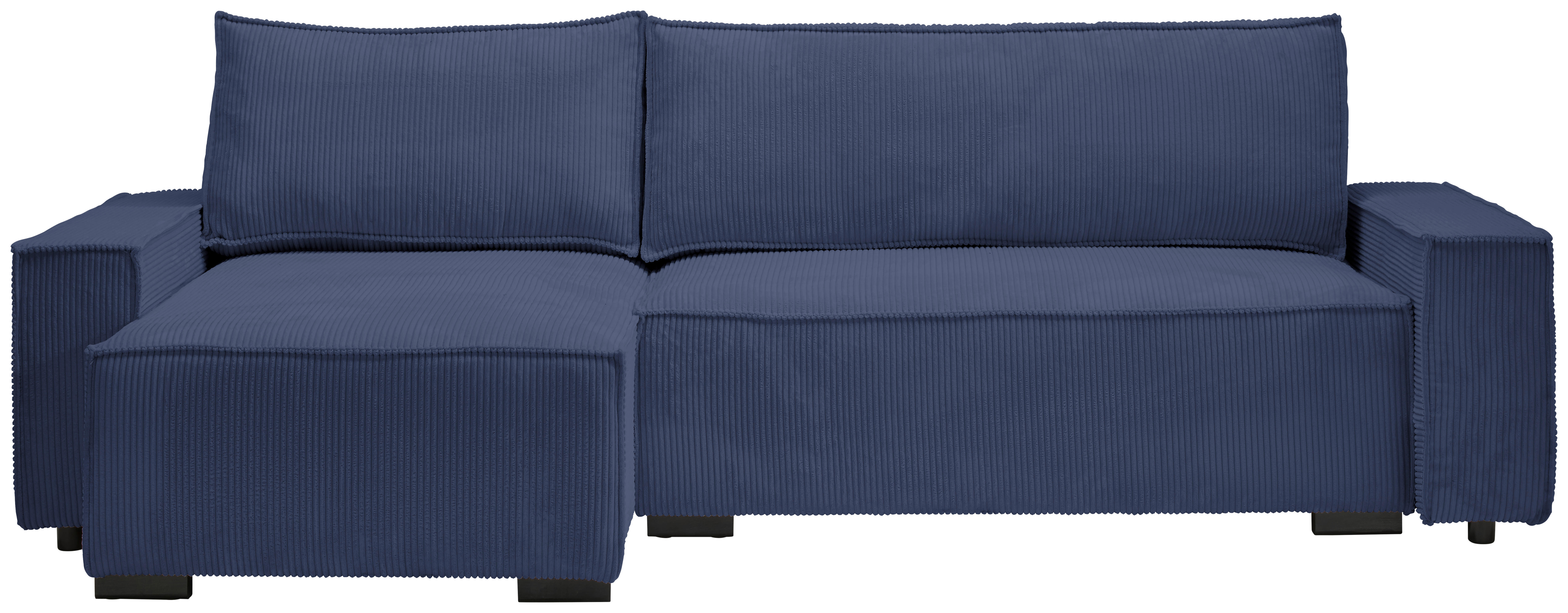 ECKSOFA in Cord, Webstoff Blau  - Blau/Schwarz, Modern, Holz/Textil (157/265cm) - Carryhome