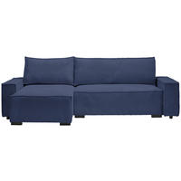 ECKSOFA in Cord, Webstoff Blau  - Blau/Schwarz, Modern, Holz/Textil (157/265cm) - Carryhome