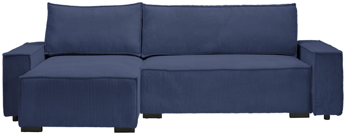 ECKSOFA in Cord, Webstoff Blau  - Blau/Schwarz, Modern, Holz/Textil (157/265cm) - Carryhome