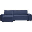 ECKSOFA in Cord, Webstoff Blau  - Blau/Schwarz, MODERN, Holz/Textil (157/265cm) - Carryhome