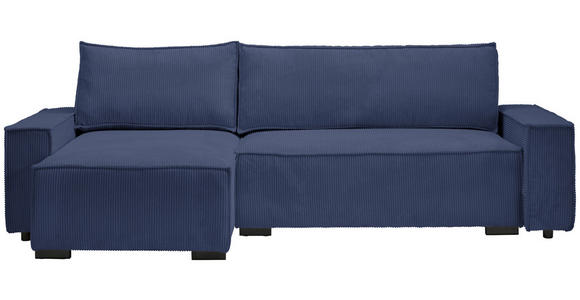 ECKSOFA in Cord, Webstoff Blau  - Blau/Schwarz, MODERN, Holz/Textil (157/265cm) - Carryhome