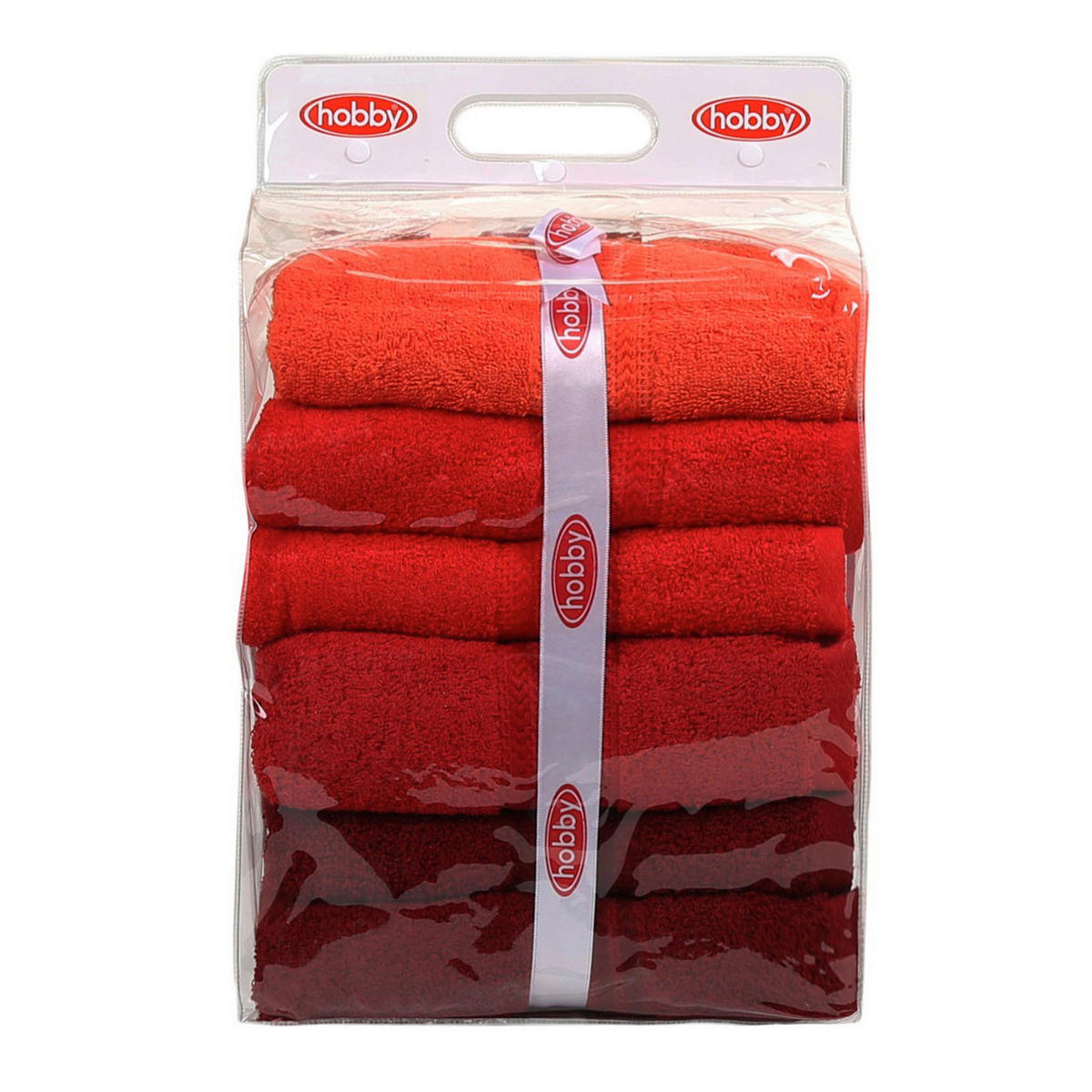 DUSCHTUCHSET Orange, Rot, Dunkelorange, Hellrot 4-teilig  - Hellrot/Rot, Basics, Textil (70/140cm)