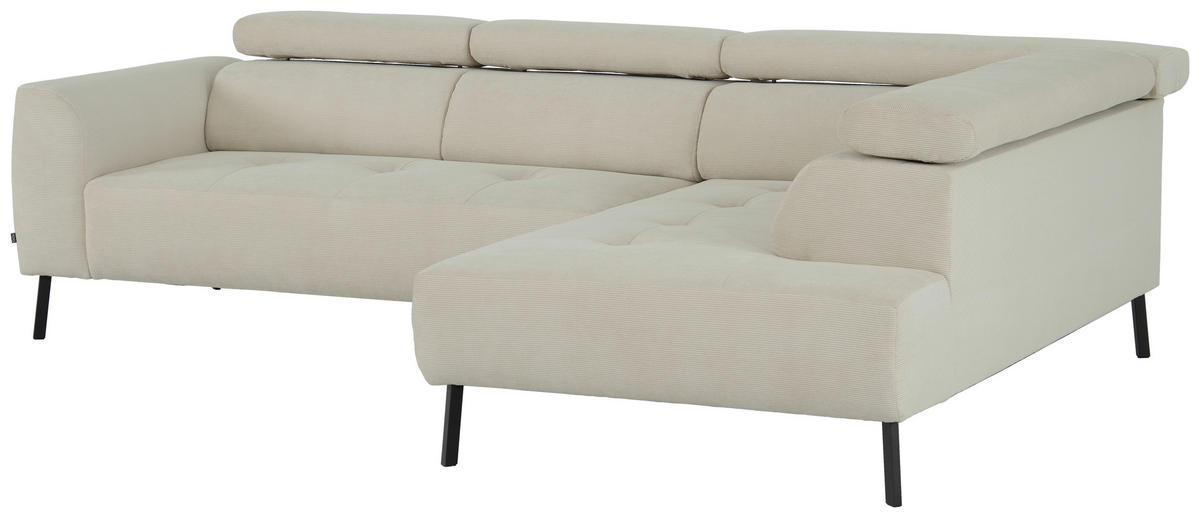 ECKSOFA in Feincord Beige  280/205 cm  - Beige/Schwarz, Design, Textil/Metall (280/205cm) - Xora