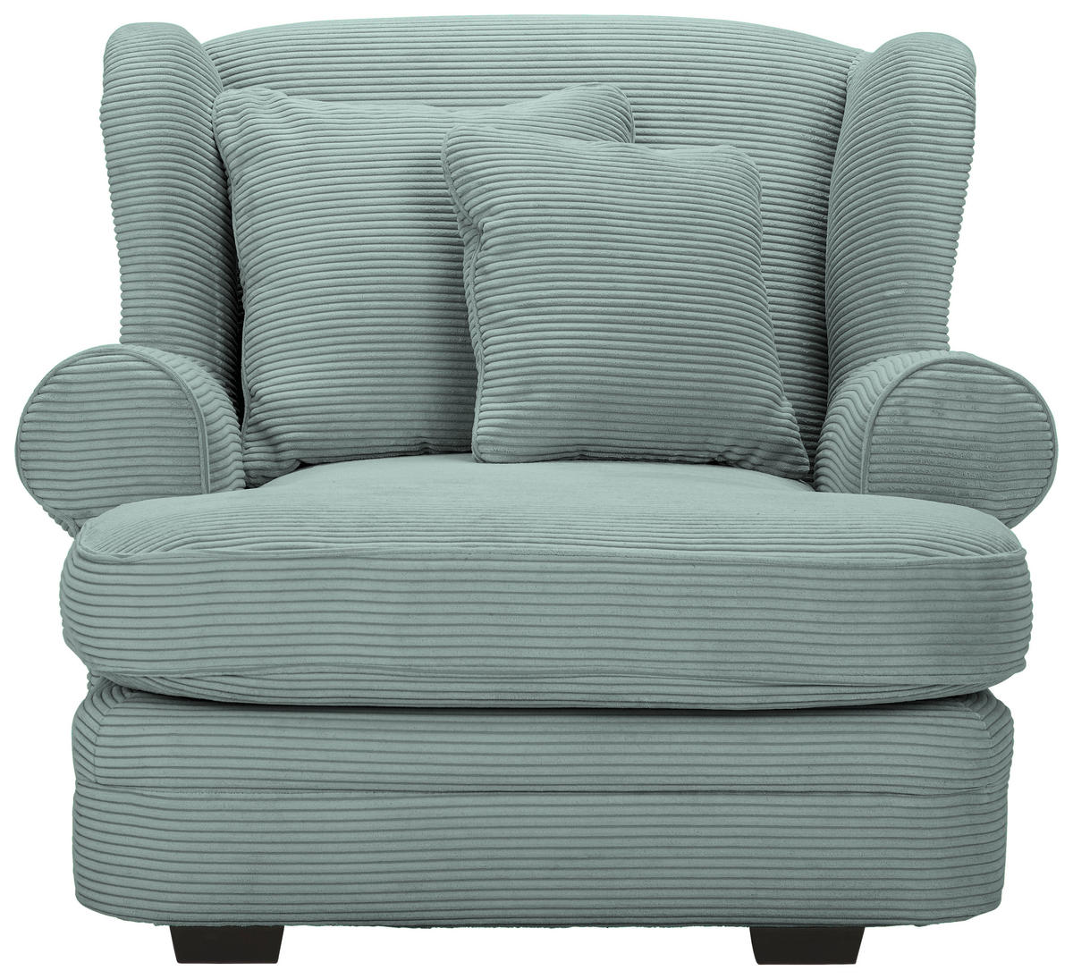 XXL-SESSEL Cord Mintgrün  - Beige/Dunkelbraun, Design, Holz/Textil (121/100/140cm) - Ambia Home