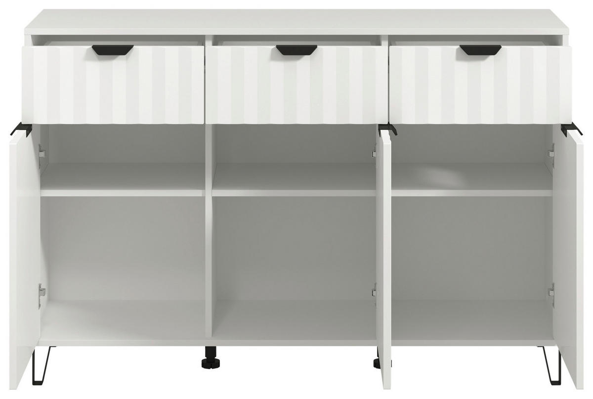 TÁLALÓSZEKRÉNY 138/90,5/40 cm  - fekete/fehér, Basics, faalapú anyag/fém (138/90,5/40cm) - Xora