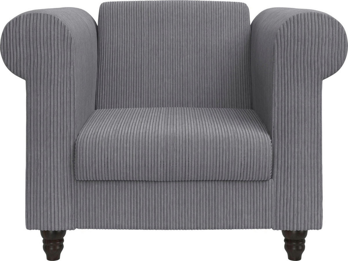 SESSEL in Cord Grau  - Schwarz/Grau, Basics, Holz/Textil (111/83/87cm) - Livetastic