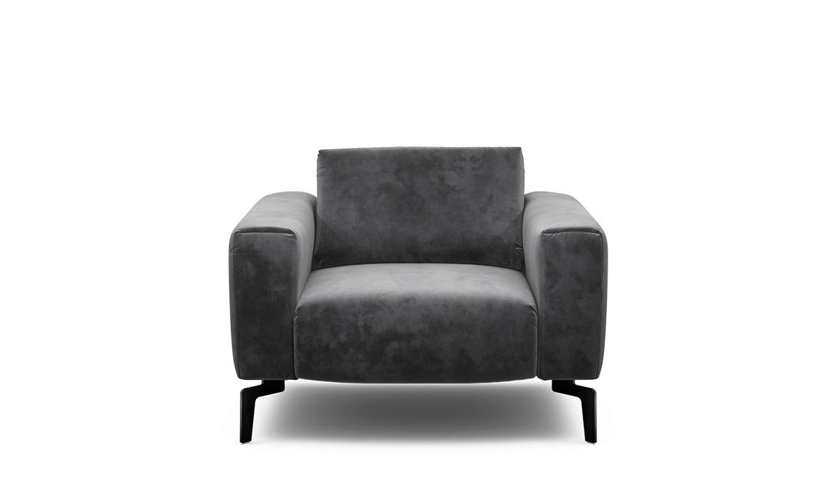 SESSEL in Samt Anthrazit  - Anthrazit/Schwarz, Design, Textil/Metall (110/85/86-94cm) - SENSOO
