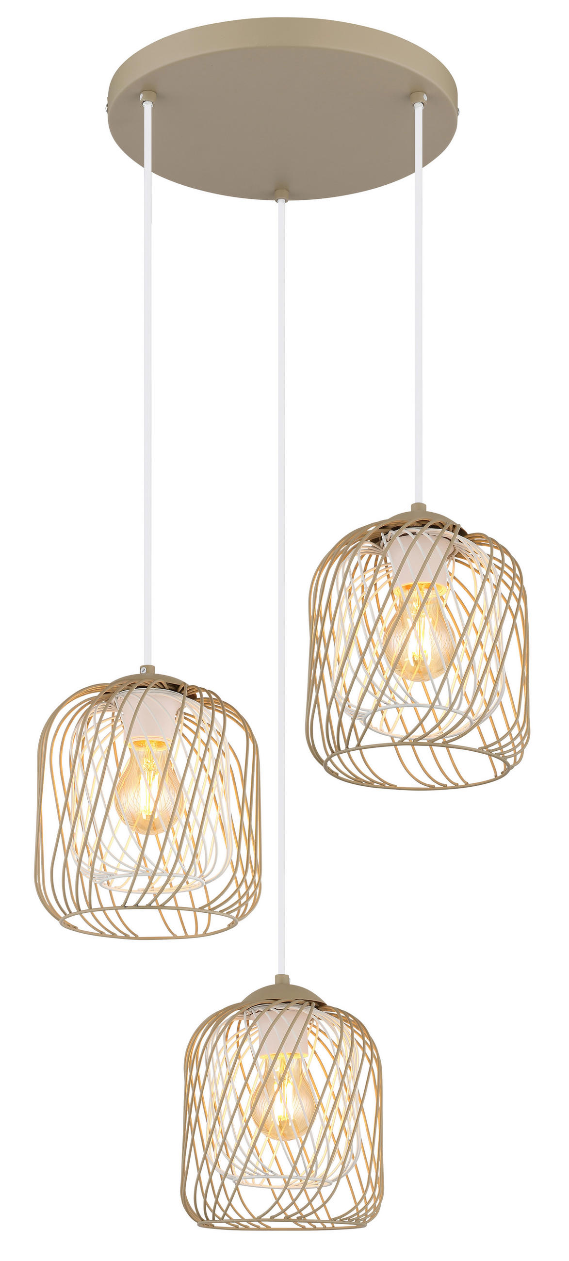 HÄNGELEUCHTE 39,4/150 cm    - Sandfarben/Weiss, Basics, Kunststoff/Metall (39,4/150cm) - Globo