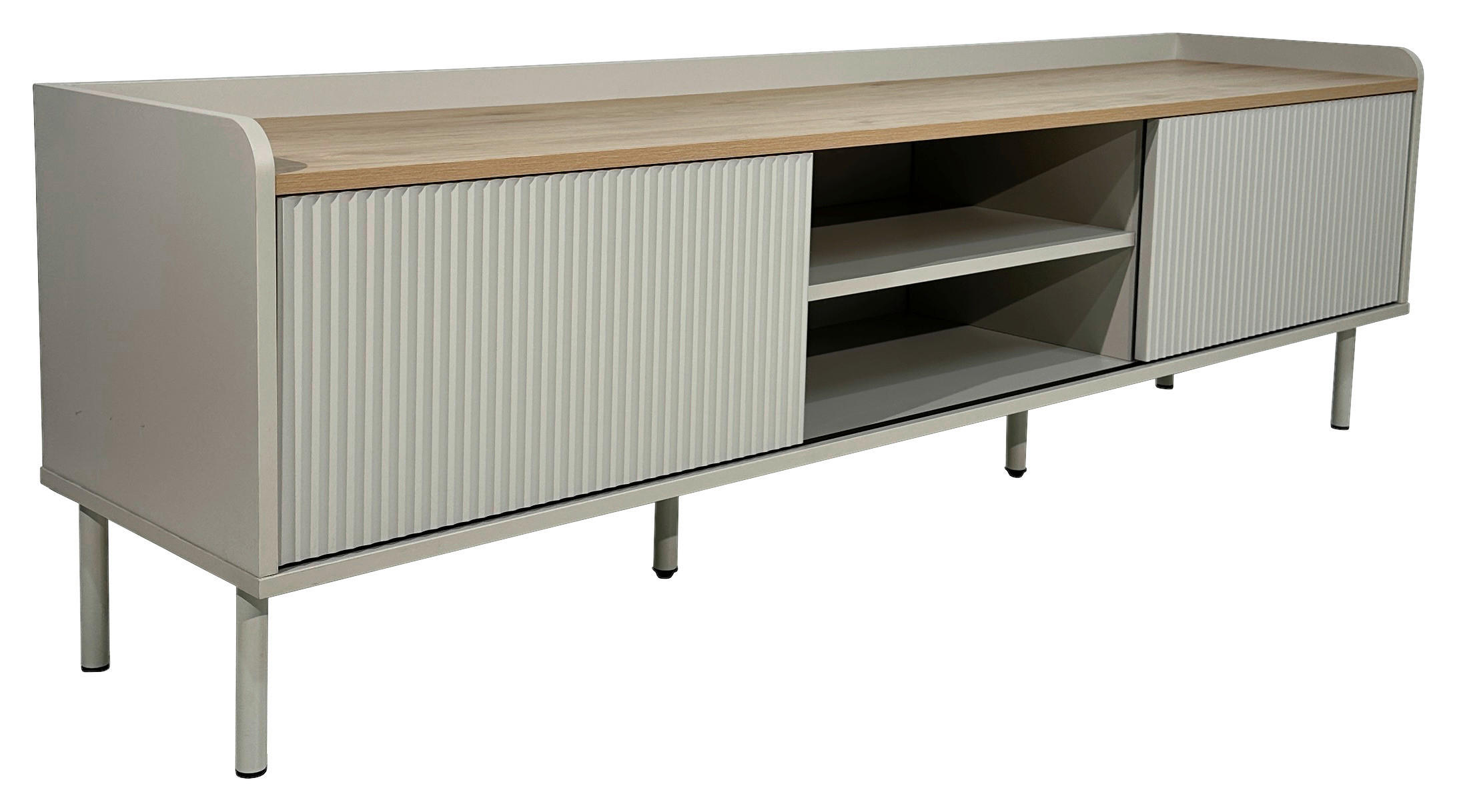 LOWBOARD SNOW in 180/54/40 cm - Eichefarben/Grau, Design, Holzwerkstoff/Metall (180/54/40cm) - Xora