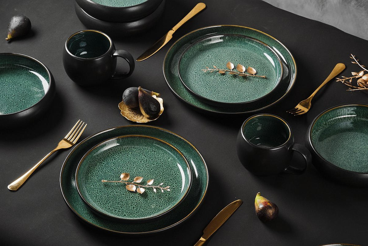 KOMPLETT SERVIS Faro Grün 16 delar  - grön, Design, keramik - Novel