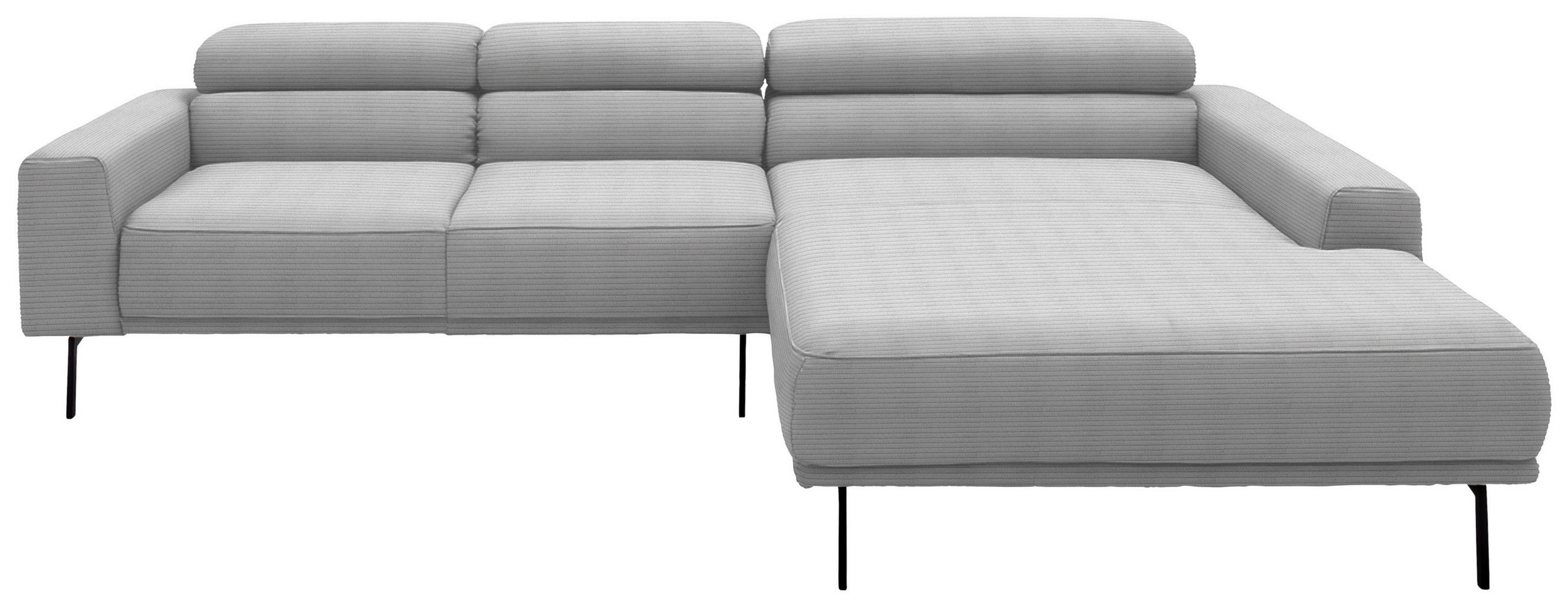 ECKSOFA Cord Hellgrau  - Hellgrau/Schwarz, Design, Textil/Metall (293/215-217cm) - Schöner Wohnen