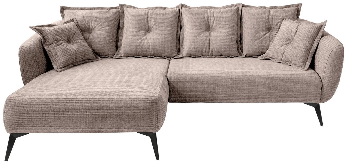 ECKSOFA Beige Mikrofaser  - Beige/Schwarz, MODERN, Textil/Metall (162/277cm) - Livetastic