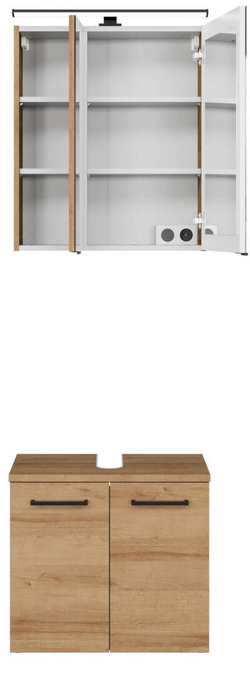 BADEZIMMER 3-teilig  in 60 cm  - Eichefarben/Schwarz, KONVENTIONELL, Holzwerkstoff/Metall (60cm) - Pelipal
