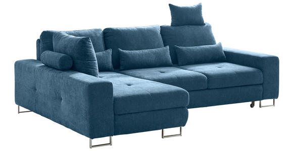 ECKSOFA Blau Flachgewebe  - Blau, Design, Textil/Metall (188/260cm) - Hom`in