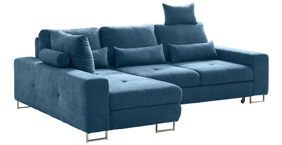 ECKSOFA in Flachgewebe Blau  - Blau, Design, Textil/Metall (188/260cm) - Hom`in