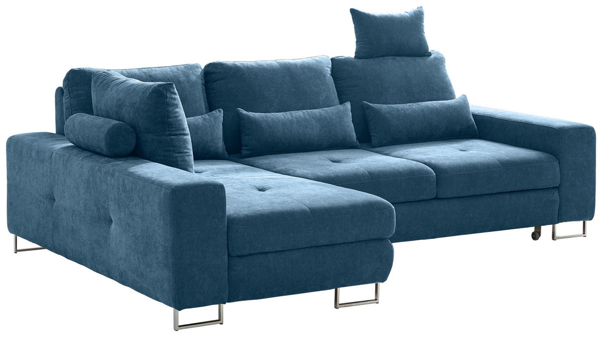 ECKSOFA Blau Flachgewebe  - Blau, Design, Textil/Metall (188/260cm) - Hom`in
