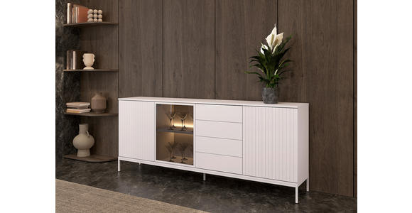 SIDEBOARD  205,8/81/38 cm 4 Schublade(n)  - Kaschmir, KONVENTIONELL, Glas/Holzwerkstoff (205,8/81/38cm) - Xora