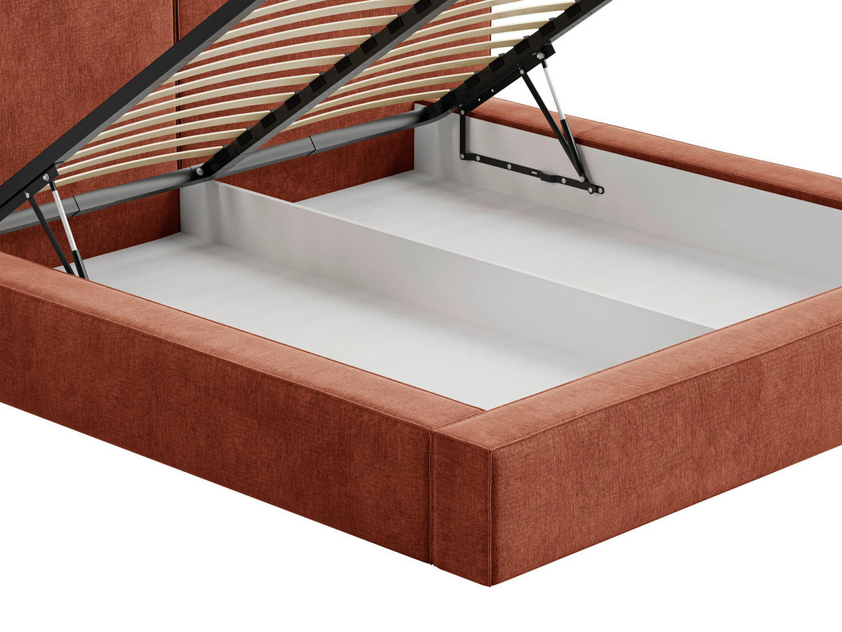 POLSTERBETT 140/200 cm,  in Terracotta, Bettkasten,  - Terracotta/Schwarz, MODERN, Holz (140/200cm) - MID.YOU