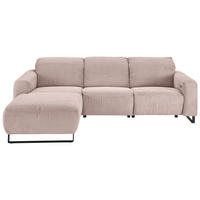 ECKSOFA in Cord Rosa  - Schwarz/Rosa, Konventionell, Textil/Metall (180/266cm) - Hom`in