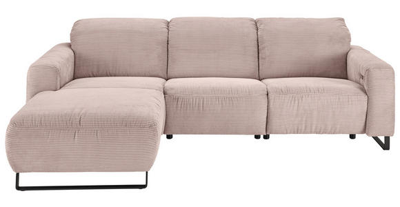 ECKSOFA  in Cord Rosa  180/266 cm  - Schwarz/Rosa, KONVENTIONELL, Textil/Metall (180/266cm) - Hom`in