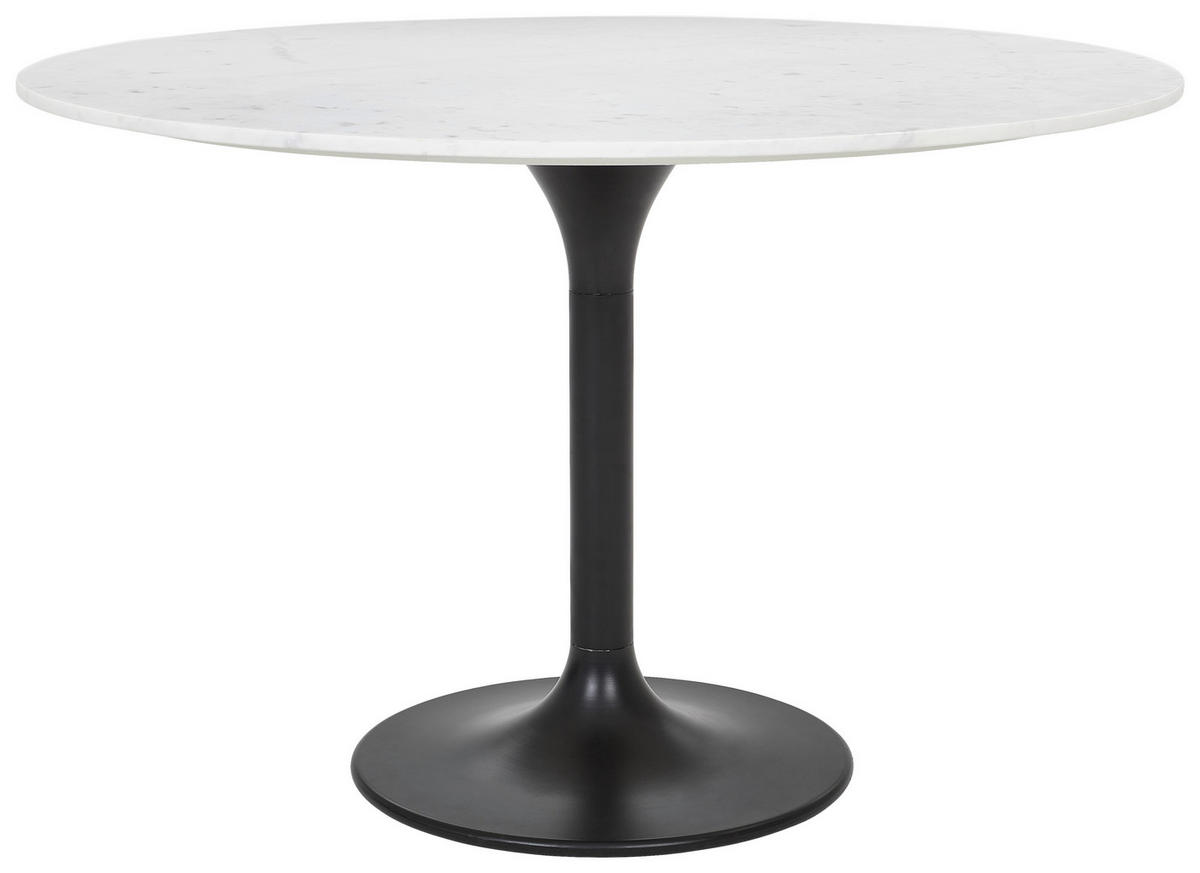 ESSTISCH in Metall, Stein 120/120/76 cm  - Schwarz/Weiß, Design, Stein/Metall (120/120/76cm) - Ambia Home