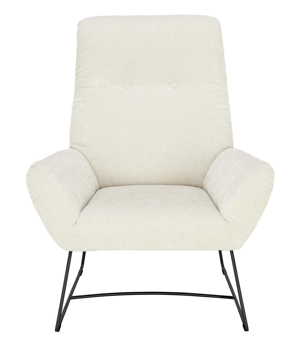 SESSEL in Flachgewebe Creme, Naturfarben, Schwarz  - Creme/Schwarz, Design, Textil/Metall (82/102/81cm) - Pure Home Lifestyle