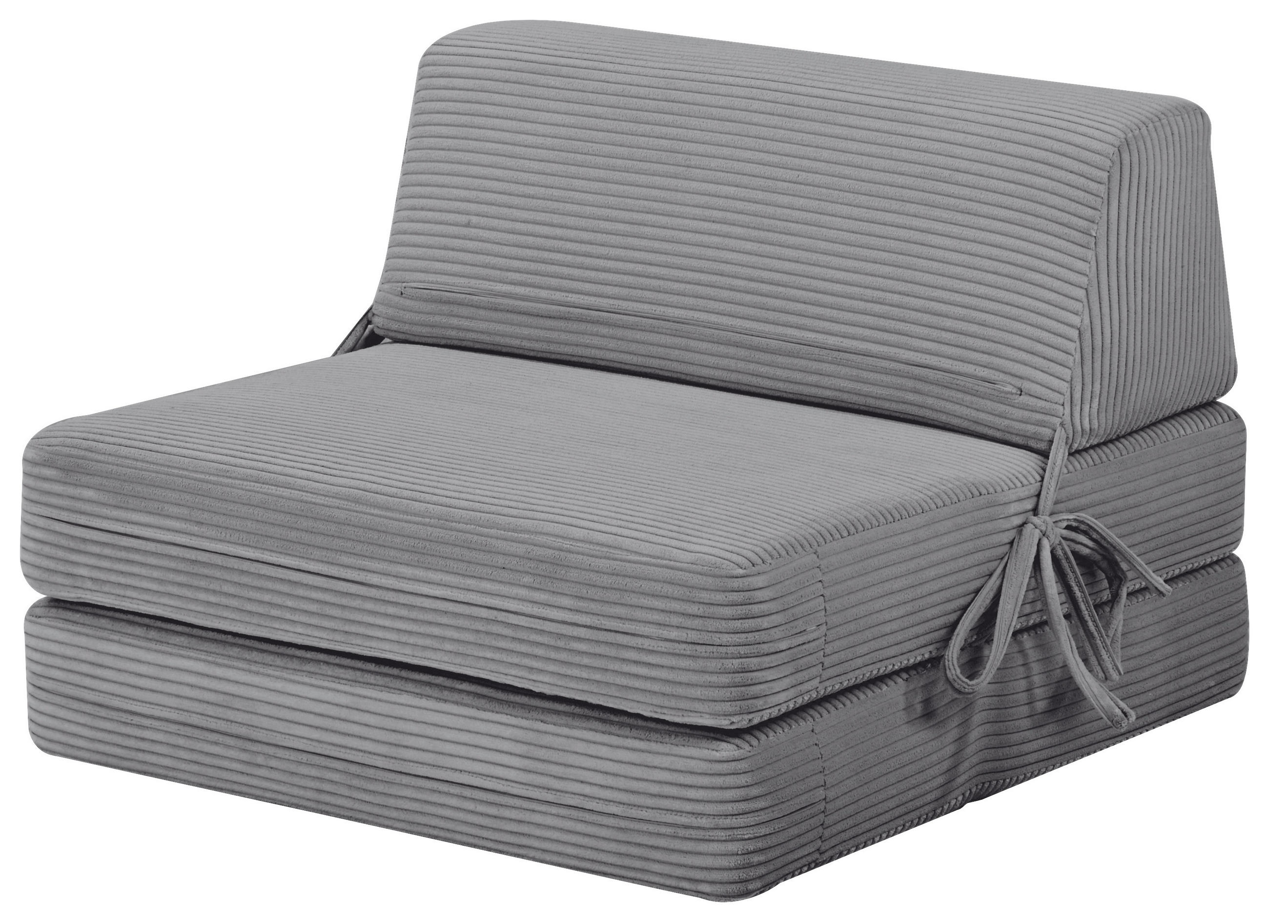 SCHLAFSESSEL Cord Hellgrau    - Hellgrau, Design, Textil/Metall (75/58/80cm) - Livetastic