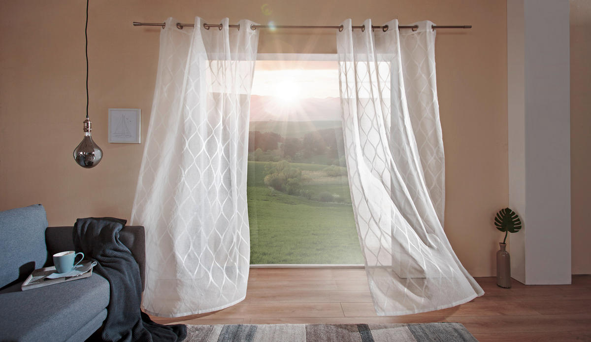 ÖSENSCHAL GAMMA halbtransparent 140/245 cm   - Weiß, Design, Textil (140/245cm) - Esposa