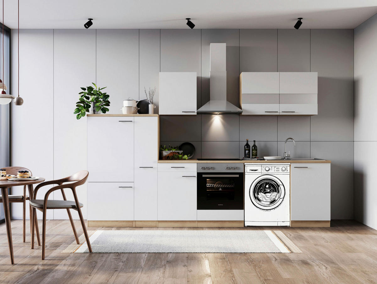 MODULKÖK 310 cm   i vit  - stålfärgad/vit, Basics, metall/trämaterial (310cm) - Respekta