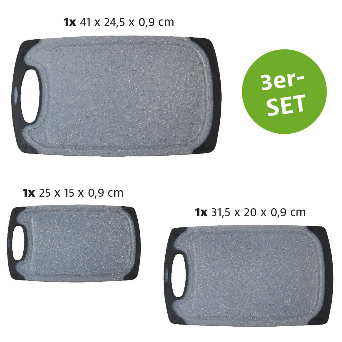 SCHNEIDEBRETT-SET Kunststoff  - Grau, Basics, Kunststoff - Kesper