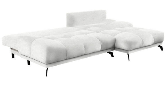 ECKSOFA in Chenille Ecru  - Ecru/Schwarz, MODERN, Textil/Metall (290/182cm) - Hom`in