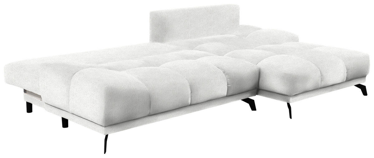 ECKSOFA in Chenille Ecru  - Ecru/Schwarz, Modern, Textil/Metall (290/182cm) - Hom`in