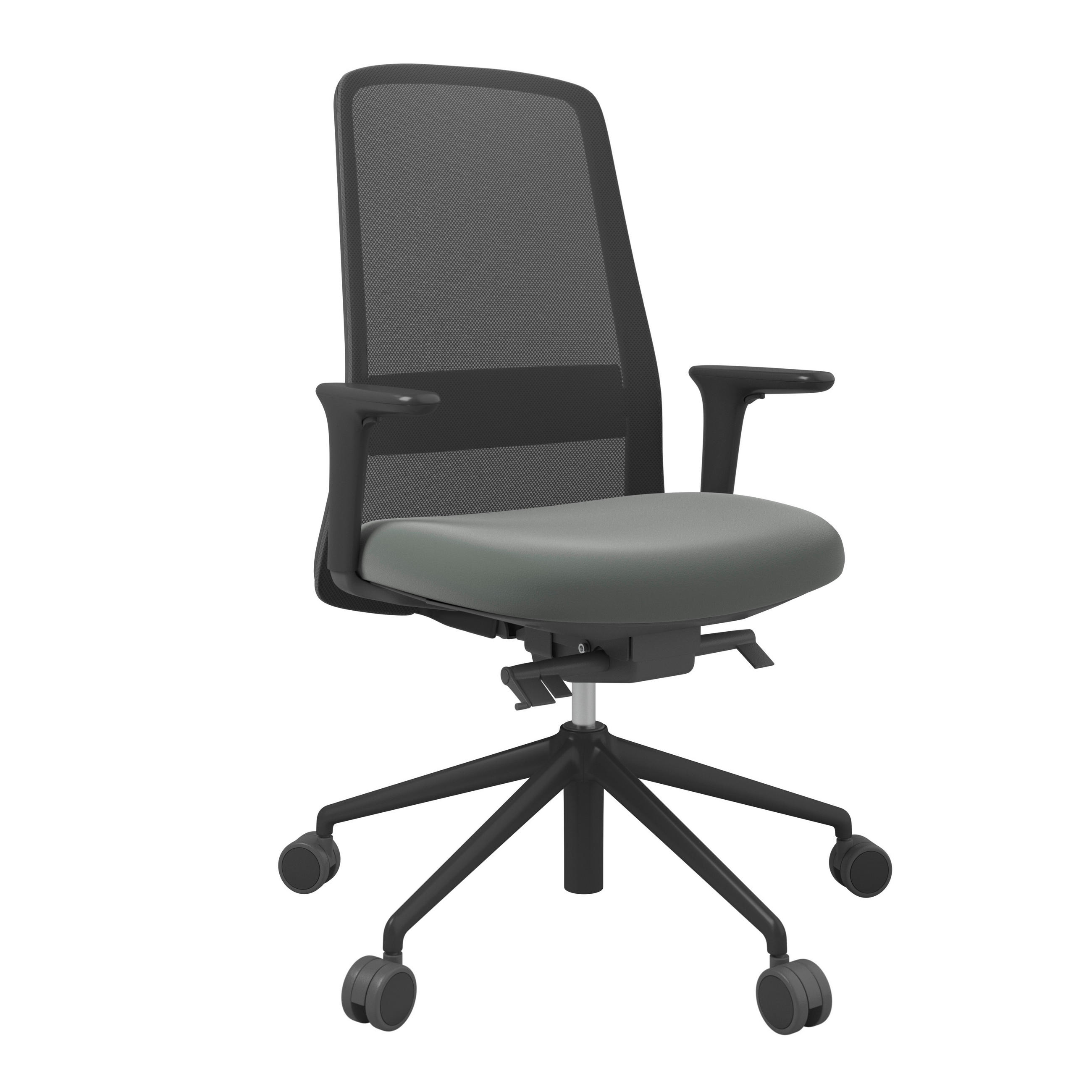 DREHSTUHL Lederlook Schwarz, Olivgrün  - Schwarz/Olivgrün, MODERN, Kunststoff/Textil (70/103-115/70cm)