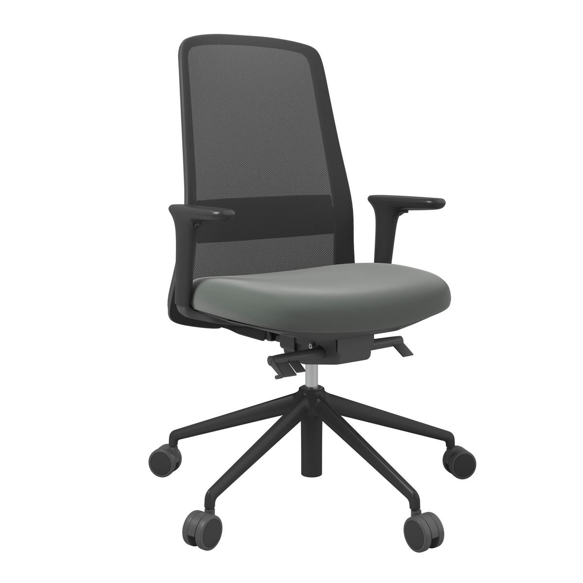 DREHSTUHL Lederlook Schwarz, Olivgrün  - Schwarz/Olivgrün, MODERN, Kunststoff/Textil (70/103-115/70cm)