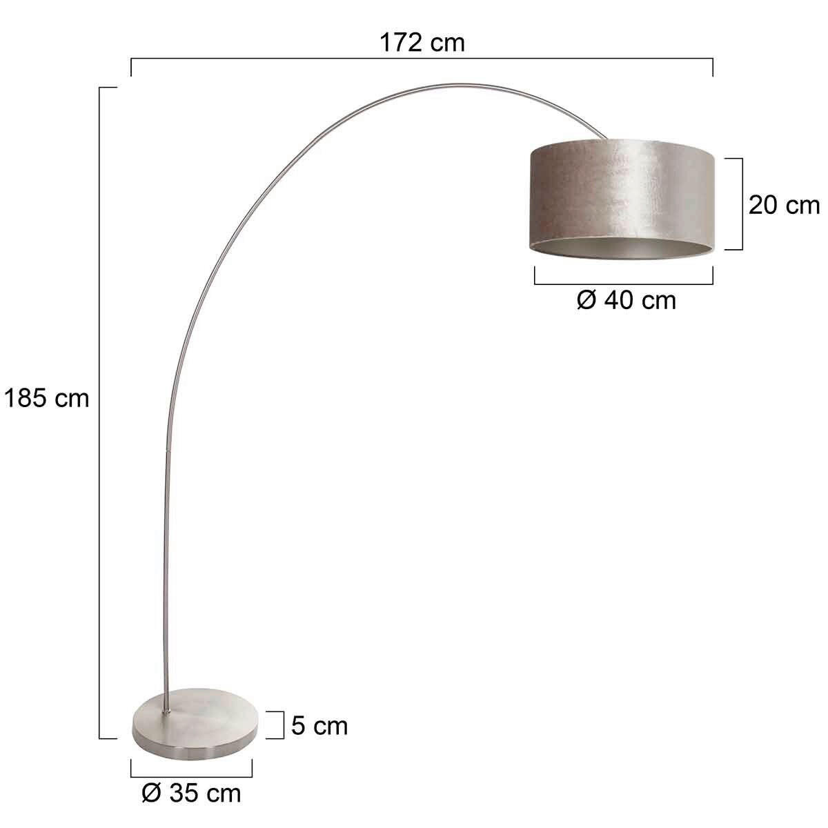 STEHLEUCHTE 40/185/172 cm  - Taupe/Silberfarben, Trend, Glas/Metall (40/185/172cm)