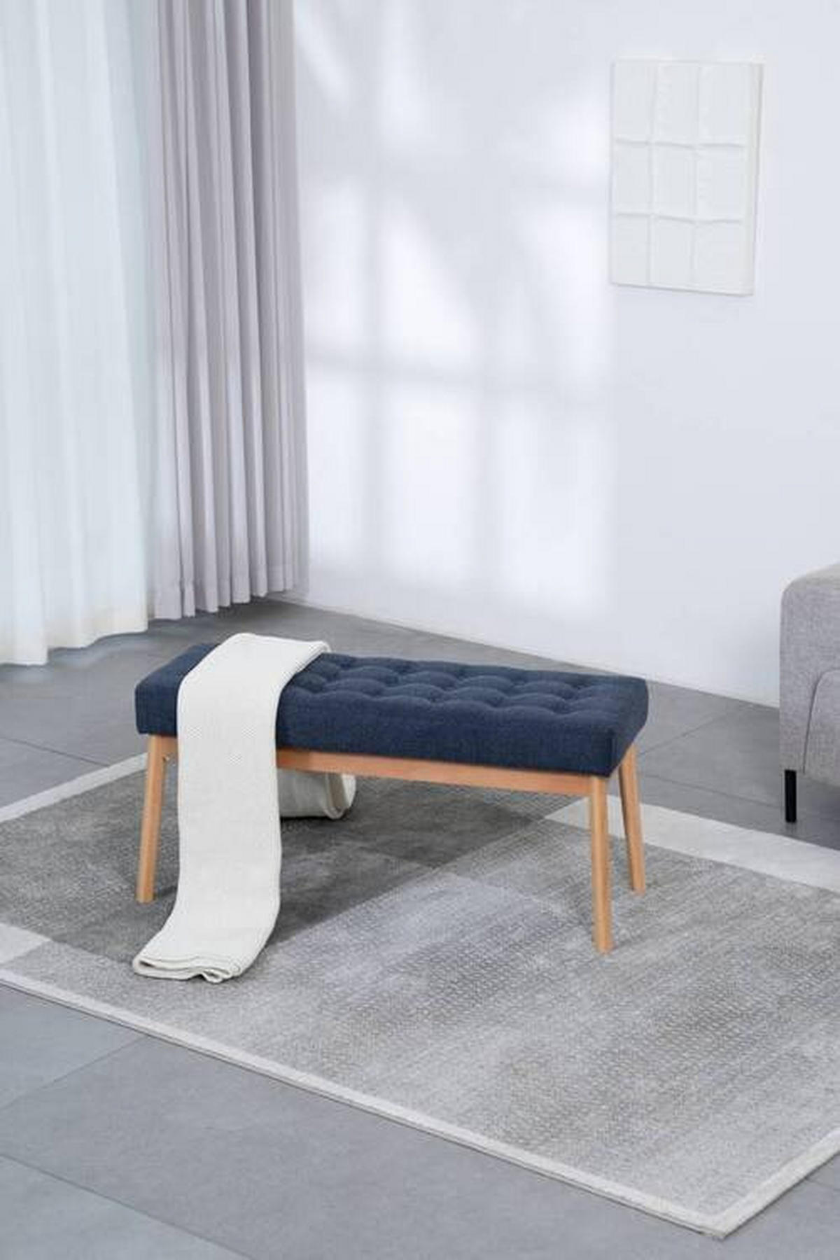 ŠATNÍ LAVICE, 100/48/36 cm - barvy dubu/tmavě modrá, Design, dřevo/textil (100/48/36cm) - MID.YOU