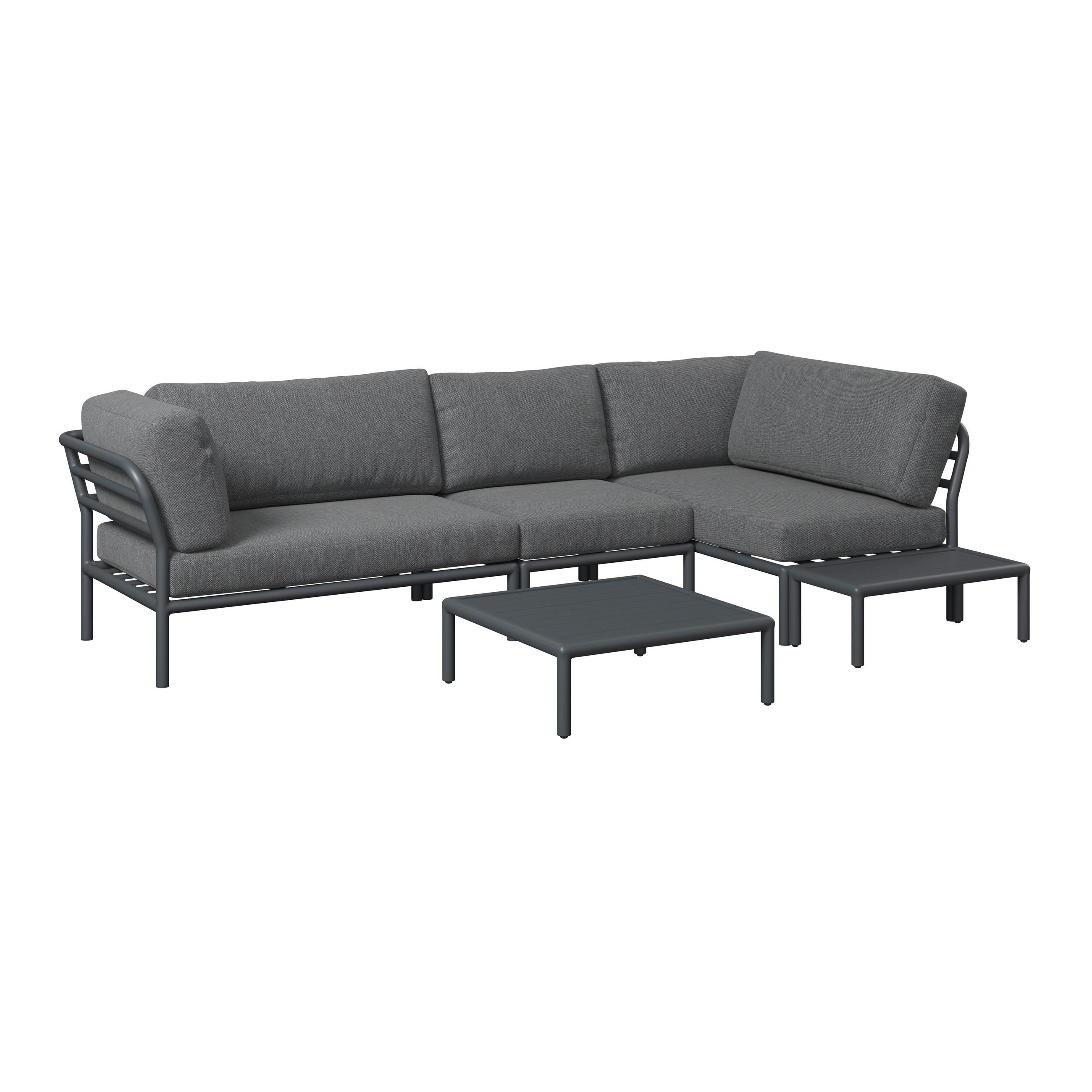 LOUNGEGARNITUR Aluminium  - Dunkelgrau/Anthrazit, Design, Textil/Metall (289/69/169cm) - Amatio