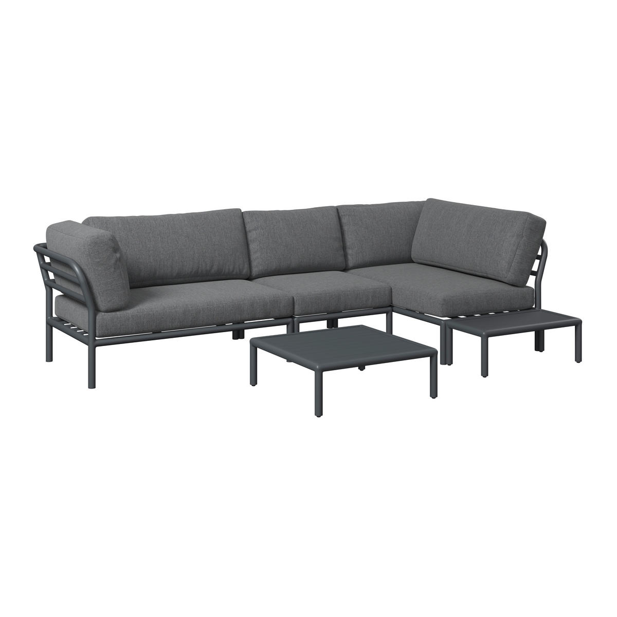 LOUNGEGARNITUR Aluminium  - Dunkelgrau/Anthrazit, Design, Textil/Metall (289/69/169cm) - Amatio