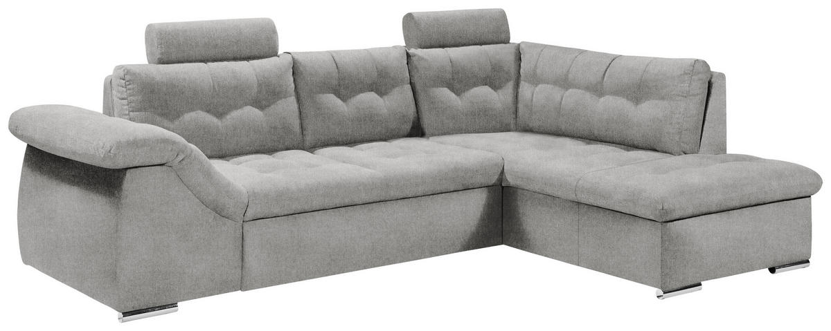 ECKSOFA in Mikrovelours Grau  - Grau, Konventionell, Holzwerkstoff/Kunststoff (283/193cm) - MID.YOU