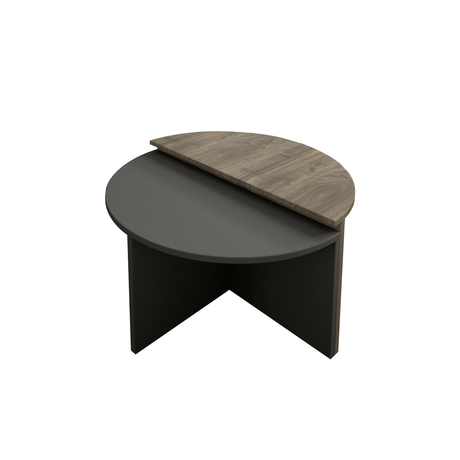 Livetastic Couchtischset Dolunay Couchtisch Anthrazit, Walnuss 38-35x51.8-47.5x70-70 cm