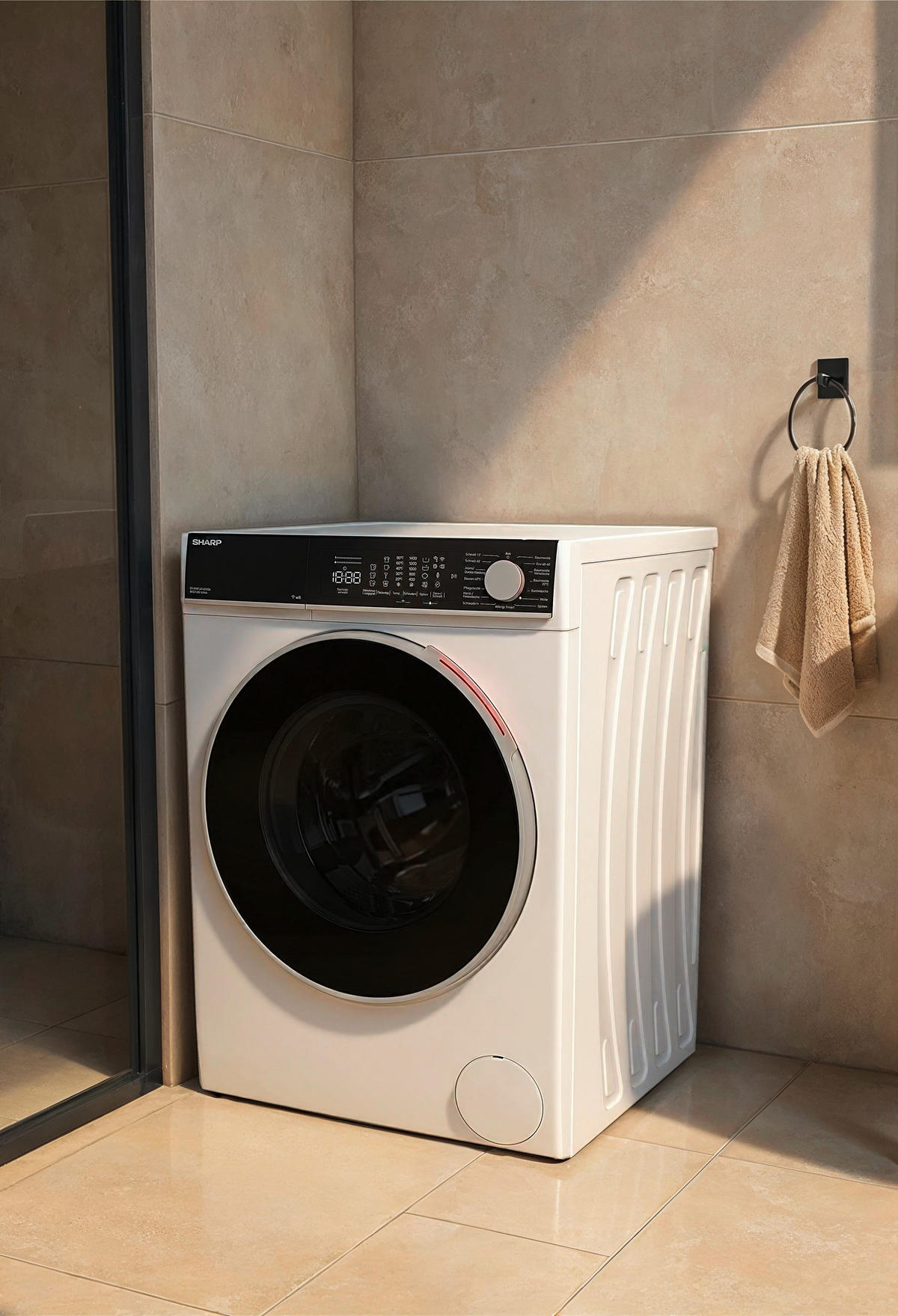 WASCHMASCHINE ES-WNFL814CWDA-DE  - Weiß, Basics, Glas/Kunststoff (60/85/56cm) - Sharp