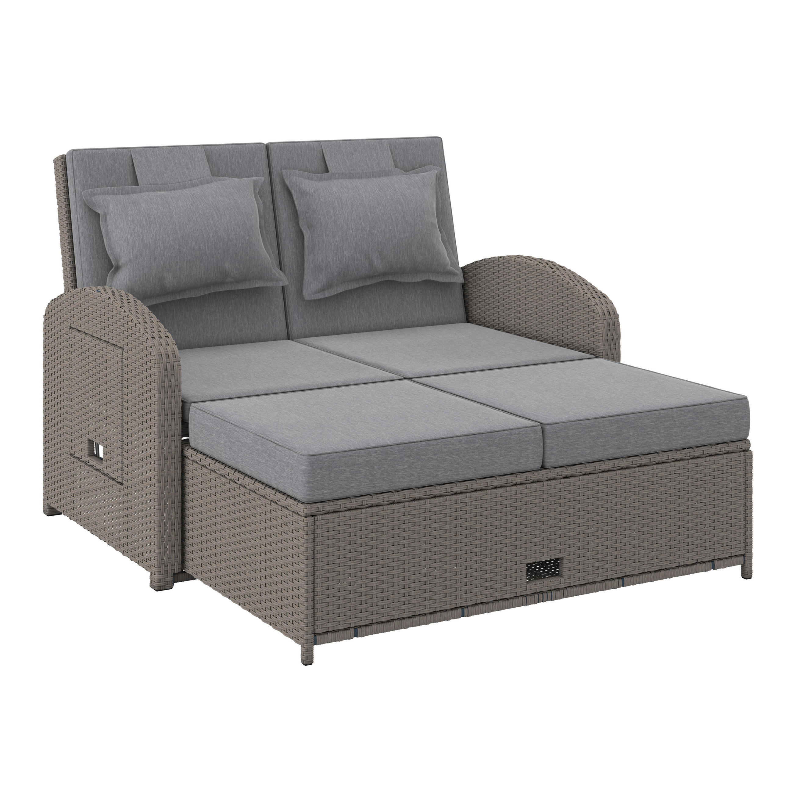 LOUNGESOFA 126/110/95/30,5/82/64 cm Stahl  - Grau, MODERN, Kunststoff/Textil (126/110/95/30,5/82/64cm) - Ambia Garden